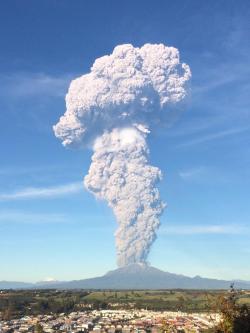 migeo:  Eruption of Calbuco volcano, southern ChileHappened today, minutes ago, totally unexpected. Taken from the city of Puerto Varas, Chile.More info and images (in spanish)Photos: Raúl Palma (@raulpalma)