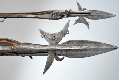 Halberd with wheel-lock pistol, 17th century. Originates from Germany.from Czerny’s International Au