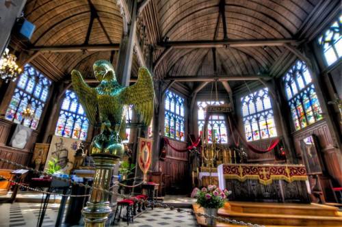  Inside the St Catherine’s Church in Honfleur, France. It is the largest surviving wooden chap