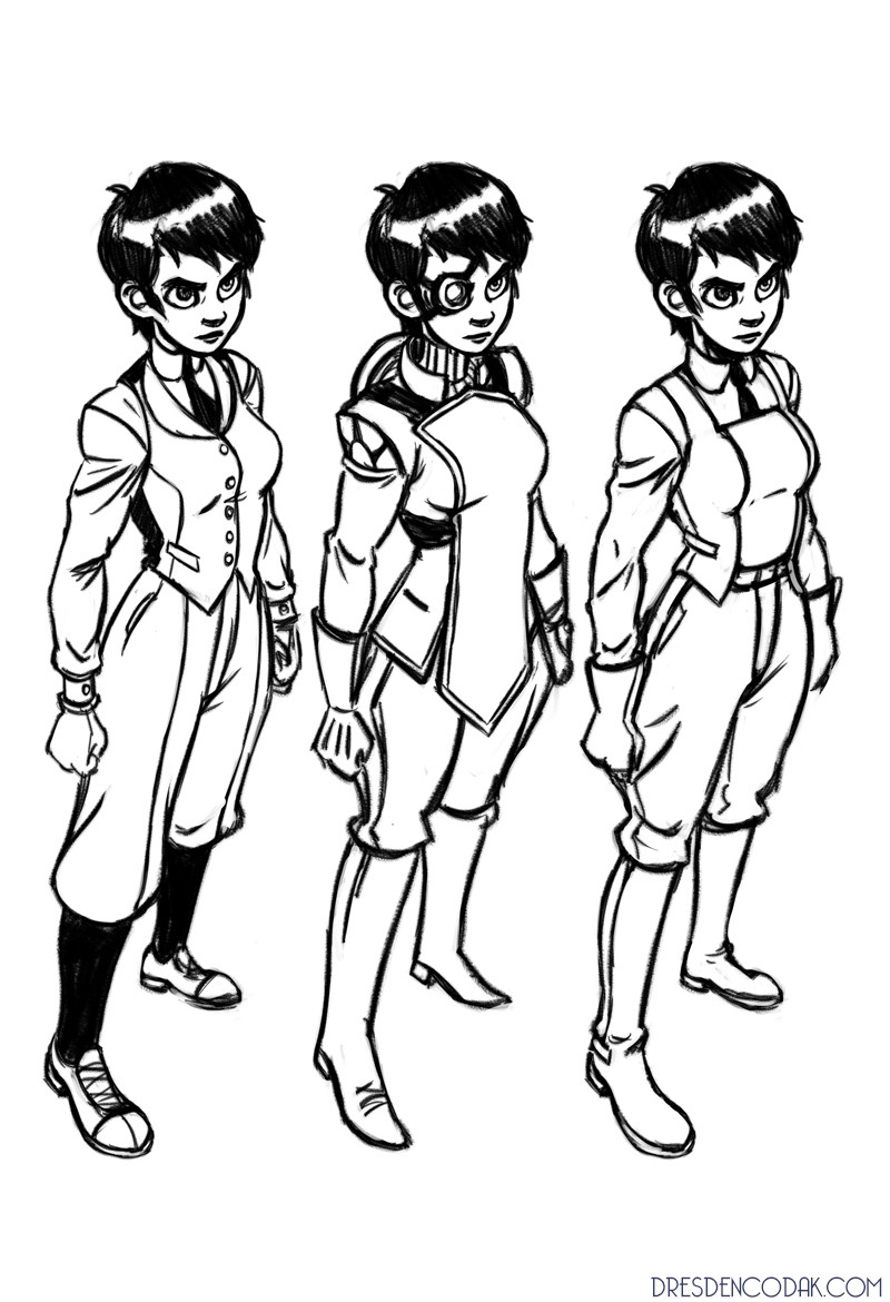 Today’s sketch: Kim’s final outfits for Dark Science!