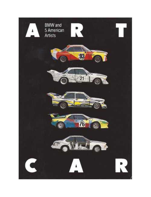 BMW Art Car postcard, USA. The models: #1 Calder, 1975. #2 Stella, 1976. #3 Liechtenstein, 1977. #4 
