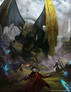 dailydragons:  Fighting a Dragon by Viktor Fetsch (website | DeviantArt)