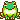pixel art of a green frog puffing its cheeks out as though it is croaking.