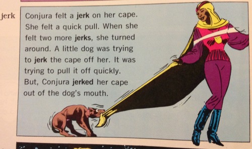 Jerk - Conjura felt a jerk on her cape. She felt a quick pull. When she felt two more jerks, she tur