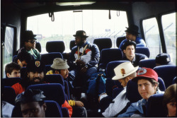 fyeahblackhippy:  zombiesenelghetto:  Beastie Boys with Run DMC, “Raising Hell” tour bus, photo by Ricky Powell 1986 via   Wow