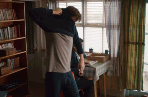 mizgnomer:  This gifset is completely gratuitous and there’s no excuse for it.  None. Alec Hardy putting on a sweater while favoring his left arm. 