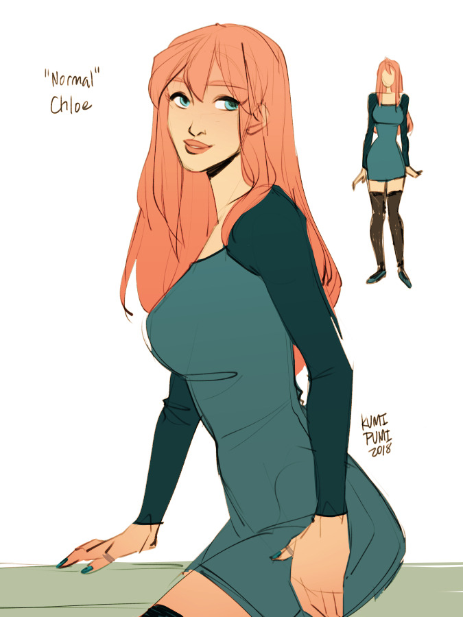 saltyconch: Geek chic Chloe, with and without glasses. This version of Chloe would
