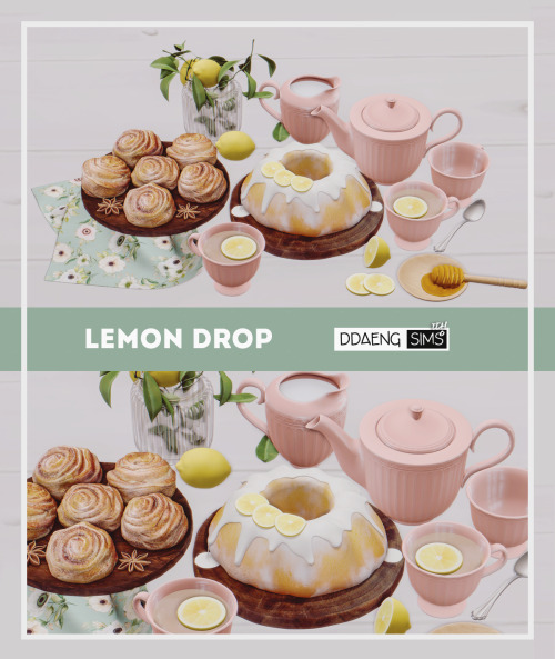 ddaengsims - Sims 4 Lemon DropLemon CakeCinnamon RollsCloth - 4 SwatchesTea Cup - 2 Versions / 3 Swa