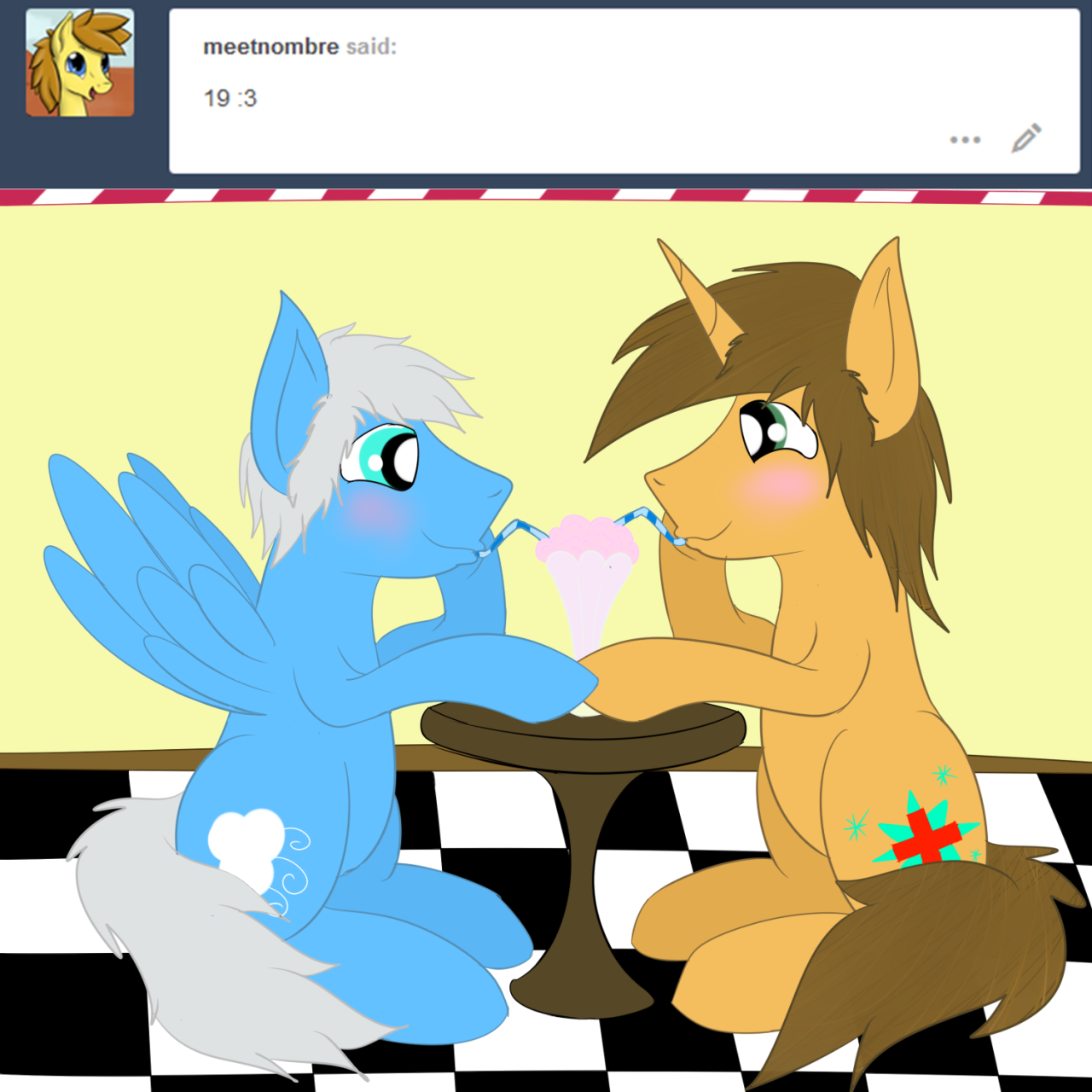 ask-djose:19: Draw your OC with their special somepony 3: Draw your OC as another