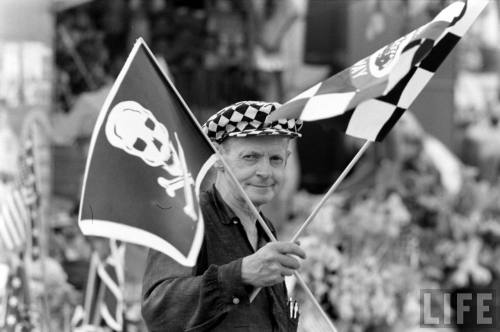 Souvenir seller at the Indianapolis Motor Speedway(Stan Wayman. 1959?)