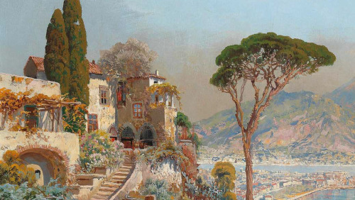 antoniettabrandeisova:View of Castel San Martino with Vesuvius in the Background (detail), Gottfried