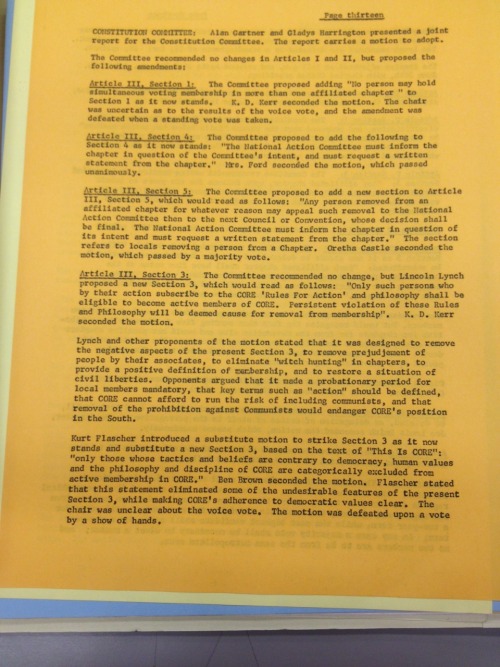 Minutes From 1962 National CORE Convention