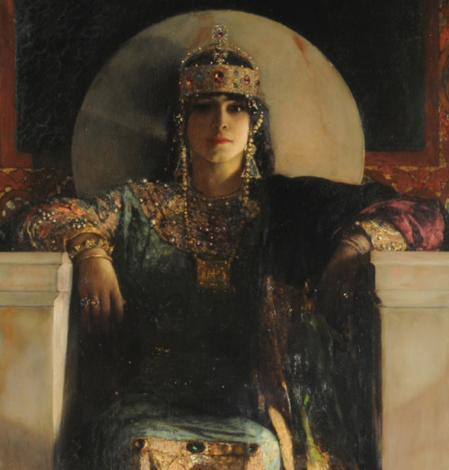 closeupofpaintings:Jean-Joseph Benjamin-Constant - Empress Theodora, 1887 (detail), oil on canvas