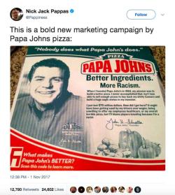Lol.  Lousy pizza. More racism.  Love it.  This is the asshole who doesn’t want Dominoes rank and file employees to have healthcare.  