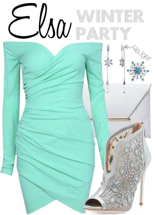 Elsa: Winter party! por alitadepollo con silver earrings