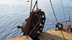 m4a1-shermayne:The Russian Navy recently discovered and raised sunken M4 Shermans that were taken by the deep sea after their convoy was attacked and torpedoed in 1943, they stayed underwater for 72 years before being recovered.