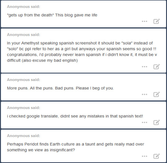 Anon answer time! I’m starting this one with a little bit of explanation for how I wrote Opal that one time, since a few people asked. If that interests you, find it under the cut!Oh, fine, I’ll divulge all of my secrets. Here’s the story: I went