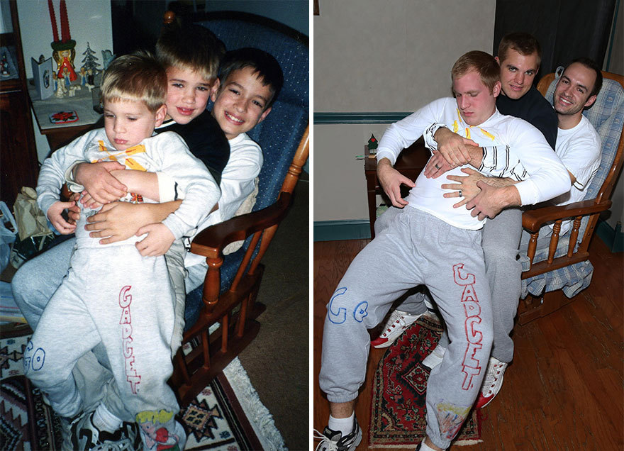 boredpanda:  Three Brothers Recreate Their Weirdest Childhood Photos As A Gift For