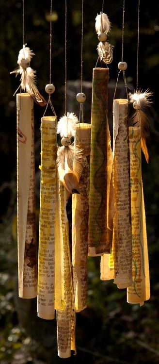 midnightcurls:Paper wind chimes. Write out intentions to be released in the wind!