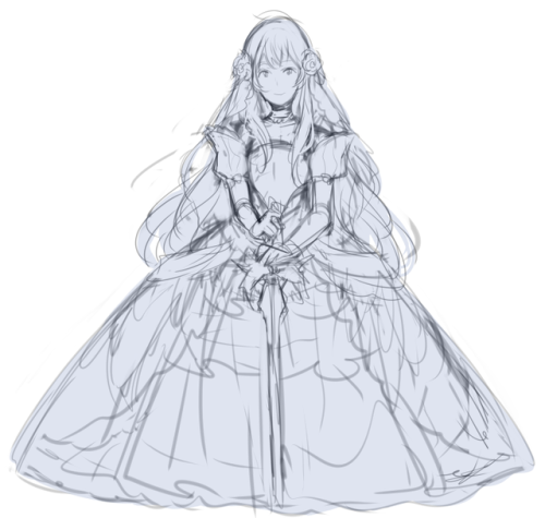 llicornia:Some miscellaneous FE doodles, Deirdre in HIdari’s style for a friend, bride class Eirika 