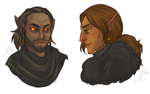 skyrim kiddos! caladruin (bosmer archer, reluctant vampire, joined the dawnguard) and kestrel (altme