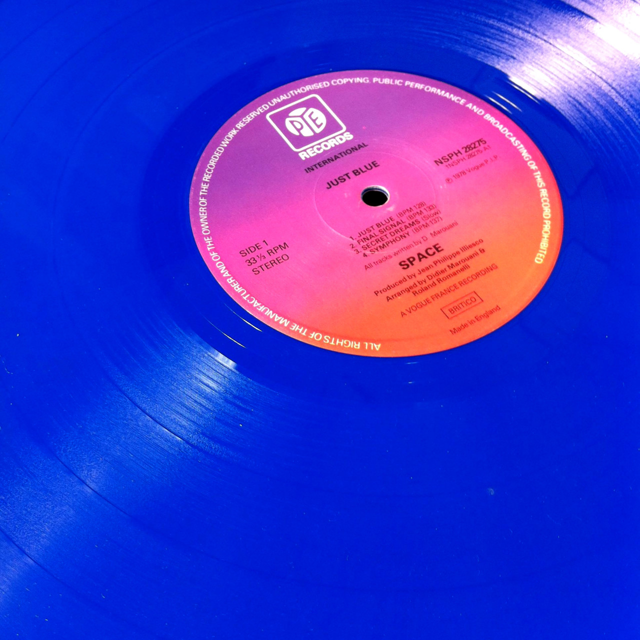 Blue vinyl edition of Just Blue, by Space (Casablanca, 1979). From a charity shop