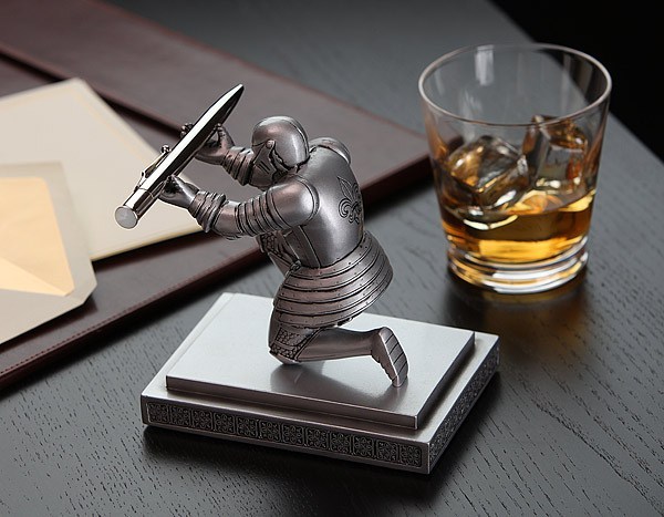 secretlycoolballoon:  laughingsquid:  An Executive Knight Pen Holder Designed to