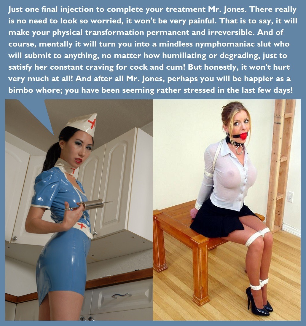 mysissycaptions:  Just a little prick…  Ooh give me that. I want it I want it I