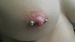 piercing-j:  Fresh freehand female nipple