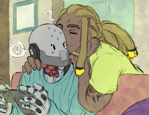 ronyasartarchives: Me trying to guess who the next confirmed LGBT+ OW-character will be: Haha what if Lucio had a cute omnic boyfriendMe:Me: o h  n o EDIT:  The omnic boyfriend now has a name — Obi, or O-B to those familiar~! 
