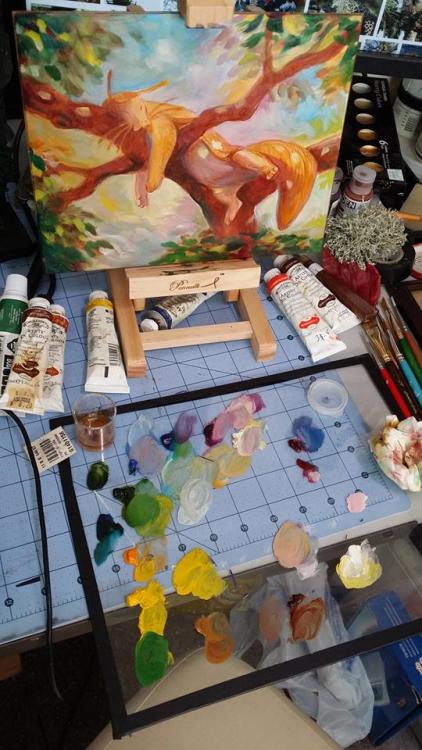 artofmaquenda:Painting a sleepy sluggo in oils! :D