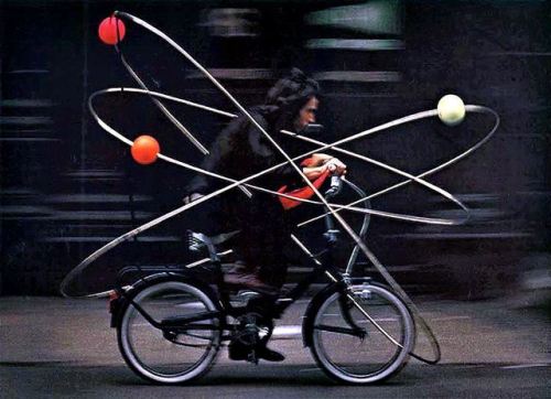 danismm:New York Artist Neke Carson riding his Atomic Bicycle, 1970