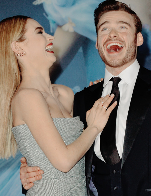 vvoodleys: Lily James and Richard Madden being cute at the “Cinderella” London Premiere 