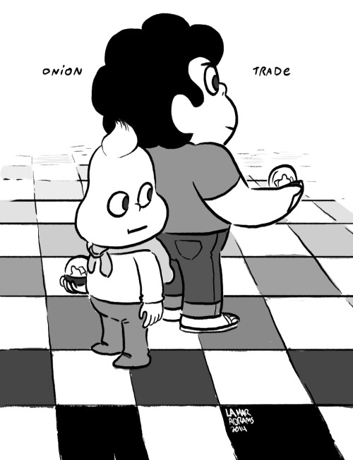 neo-rama:  watch helplessly as STEVEN and ONION trade minds and then fight to the finish while trapped inside a DEATH MAZE! ONION TRADE!!! the next wonderful episode of STEVEN UNIVERSE! boarded by LAMAR ABRAMS!  Unleash Onion!