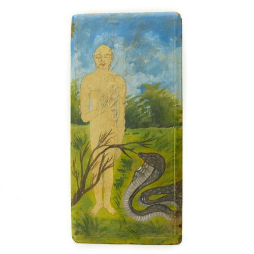 I love the soothing colors of this Jain God Saint Wooden plaque painting from India that was recentl