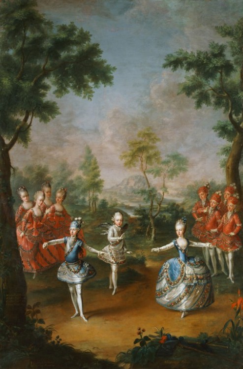 tiny-librarian:Painting by Johann Georg Weikert, of a ballet held on January 24th, 1765, as part of 