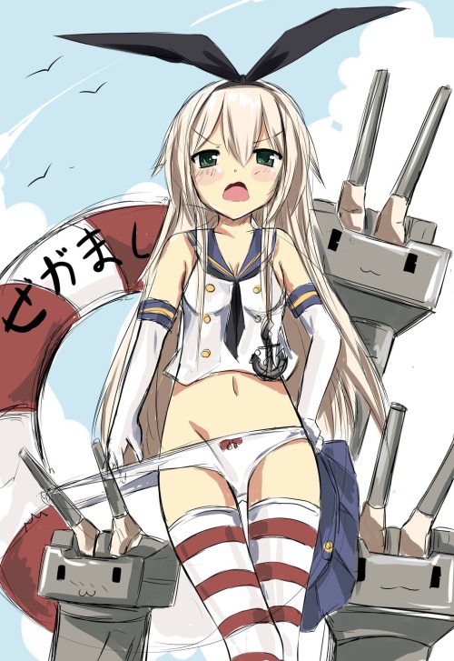 abaslev:  anthropomorphization cleavage kantai collection loveindog pantsu panty pull shimakaze (kancolle) thighhighs | yande.re