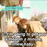  { Onew hyung’s heart is really fragile. Don’t bully him. Bully me instead. }