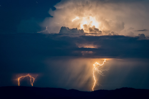 americasgreatoutdoors:An epic storm this week made for an amazing photo of a lightning strike at Cra
