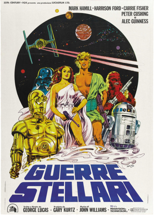 Italian movie poster for Star Wars (1977) by Michelangelo Papuzza.