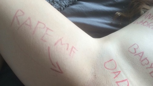 submisivekitten: Having fun writing on myself