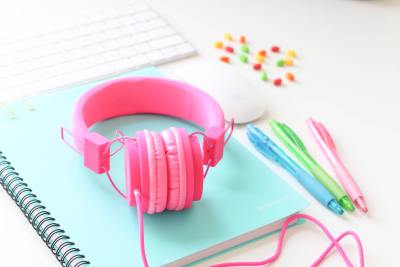 Could never go wrong with bright pink headphones