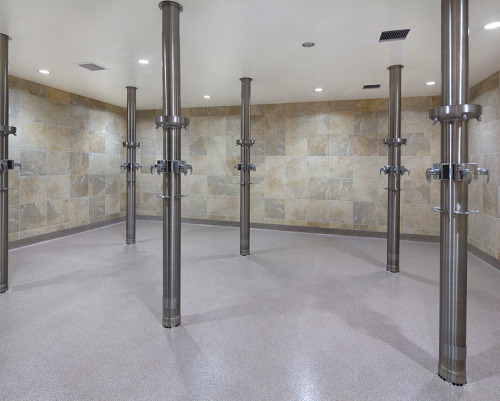 Men’s locker room at the Football Performance Center, Stanford University, California. The thr