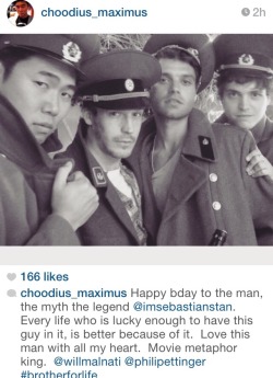 ohcaptainmycaptain1918:  Sebastian’s friends wishing him a happy birthday on Instagram