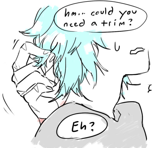 caledscratch:  someone sent me a headcanon once that koujaku can tell how long aoba’s hair has grown just by touching it…