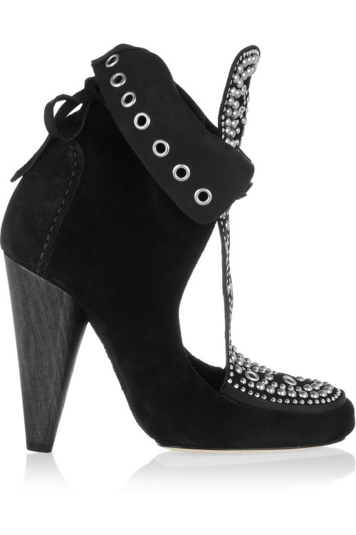 High Heels Blog Mossa studded cutout suede ankle boots via Tumblr