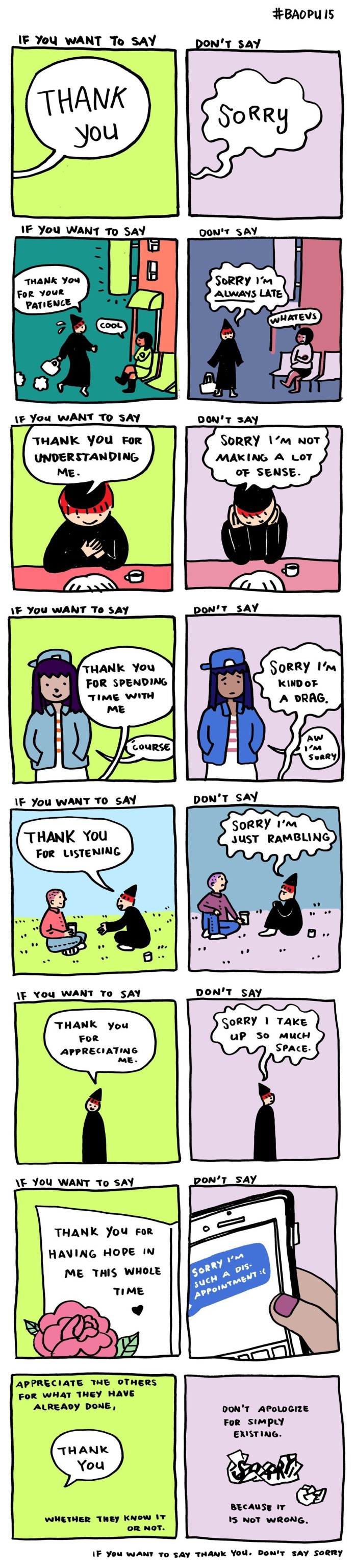 If You Want To Say Thank You, Don’t Say Sorry