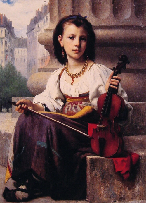 The Young Musician (1876). François Alfred Delobbe (French, Academic, 1835-1920). Delobb