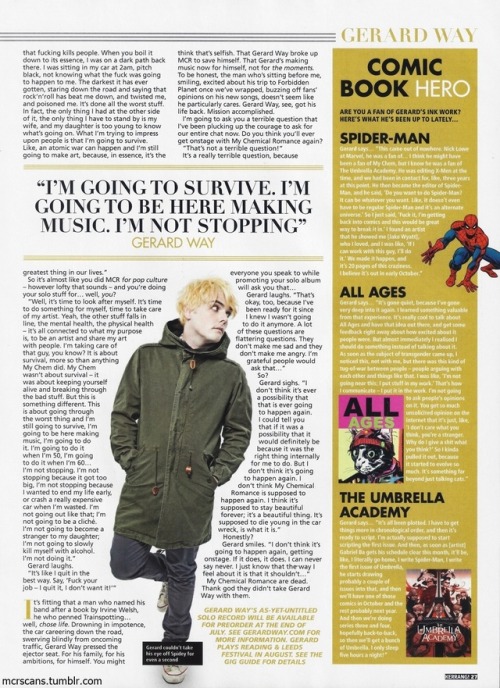 mcrscans: “I don’t think My Chemical Romance is supposed to happen again. I think it&rsq