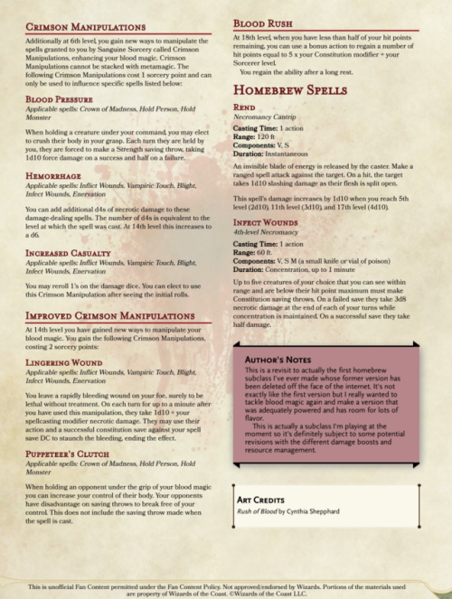 homebrewlesbian: SANGUINE SORCERY— hey y’all! i’m here with a pretty gruesome sorc